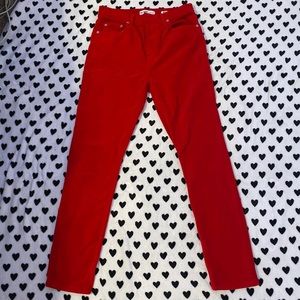 Red Re/done velvet pants MAKE ME OFFERS